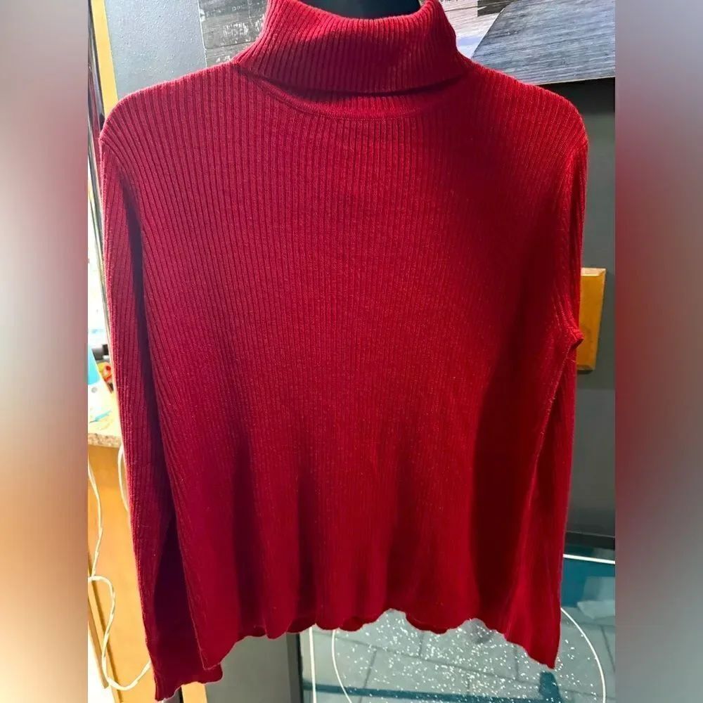 Sag Harbor VINTAGE Red Ribbed Turtleneck Sweater Women's Medium